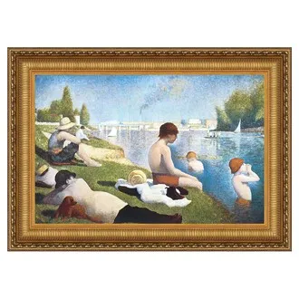 Bathing at Asnieres Framed Canvas Replica Painting: Medium