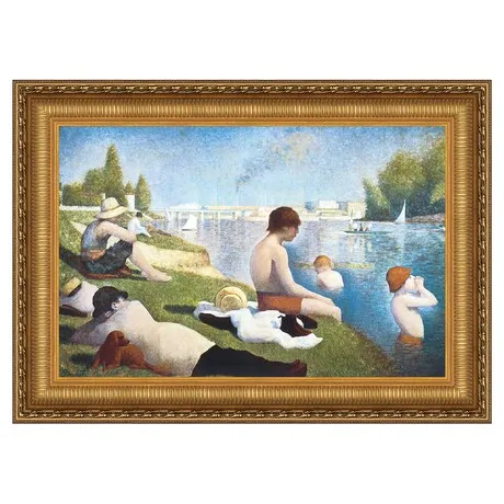 Bathing at Asnieres Framed Canvas Replica Painting: Large