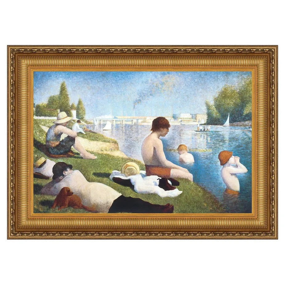 Bathing at Asnieres Framed Canvas Replica Painting: Grande