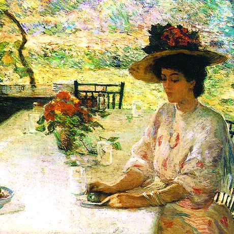 On the Porch Framed Canvas Replica Painting: Grande