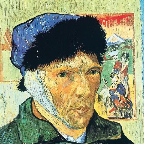 Self Portrait with Bandaged Ear Framed Canvas Replica Painting: Large