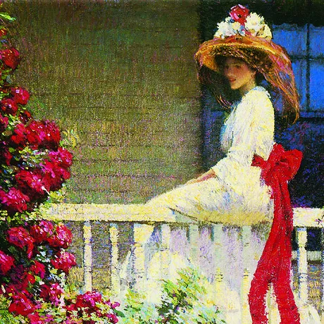 The Crimson Rambler Framed Canvas Replica Painting: Large