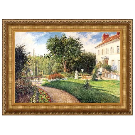Garden of Les Mathurins at Pontoise Framed Canvas Replica Painting: Small