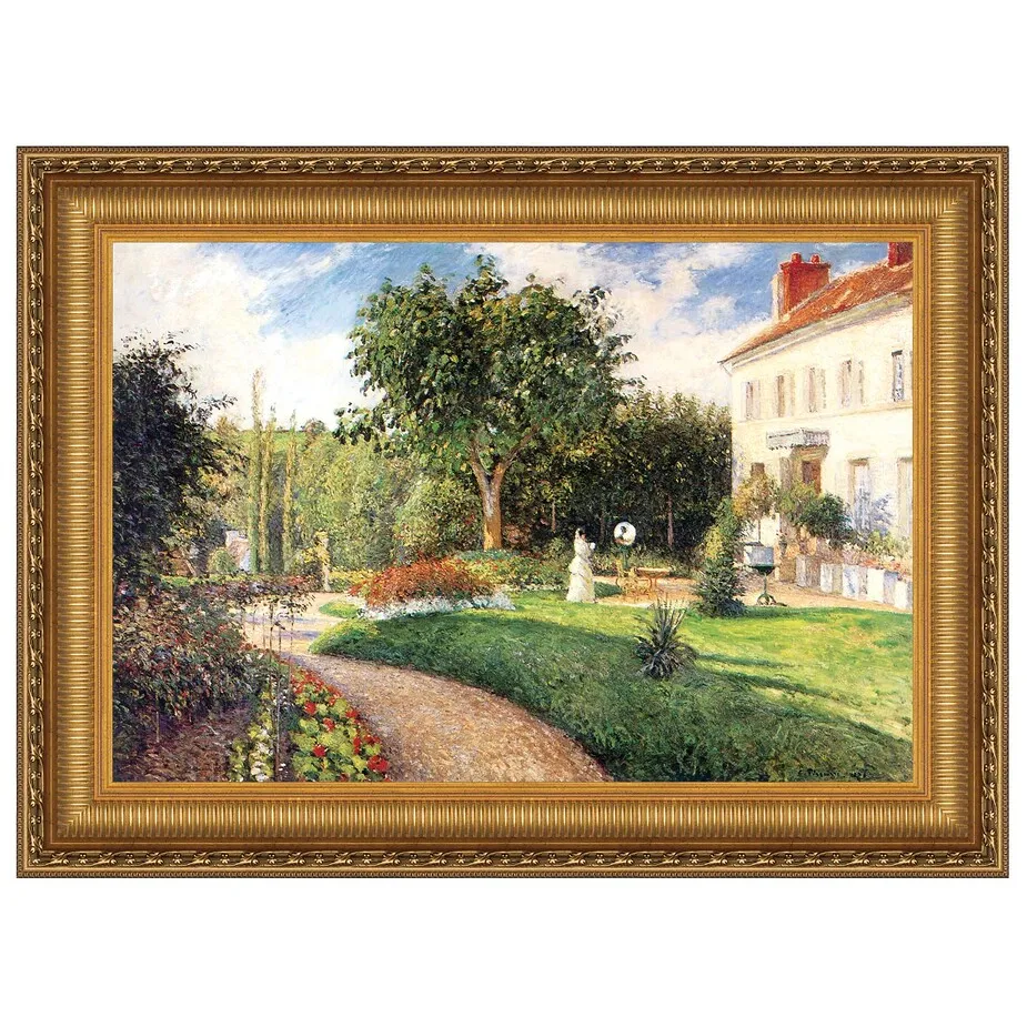 Garden of Les Mathurins at Pontoise Framed Canvas Replica Painting: Small