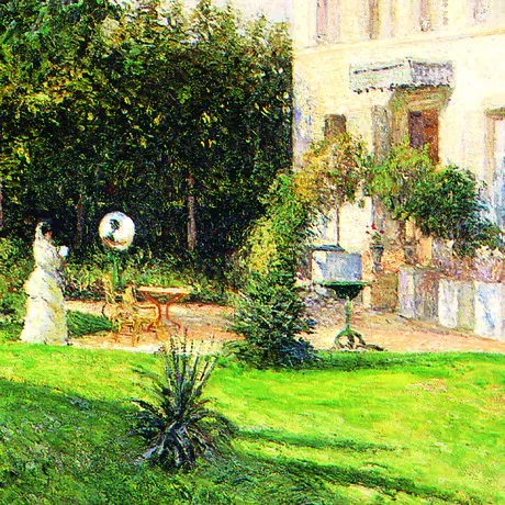 Garden of Les Mathurins at Pontoise Framed Canvas Replica Painting: Large