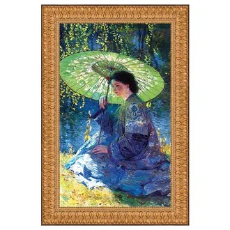 The Green Parasol Framed Canvas Replica Painting: Medium
