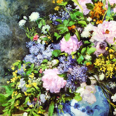 Vase of Flowers Framed Canvas Replica Painting: Small