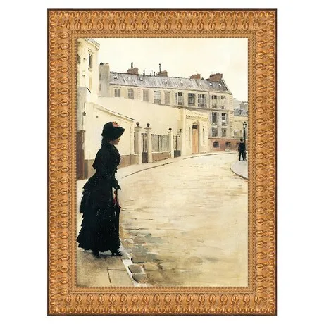 Waiting Paris Rue de Chateaubriand Framed Canvas Replica Painting: Large