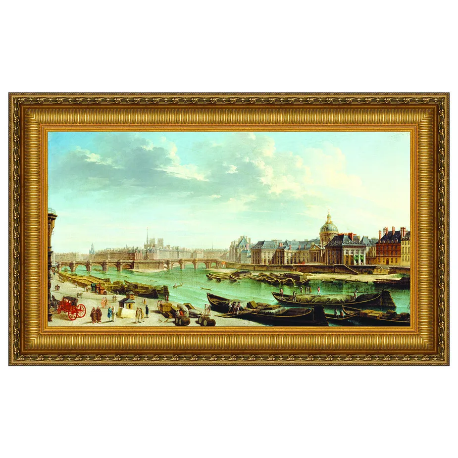 A View of Paris with the Ile de la Cite Framed Canvas Replica Painting: Grande