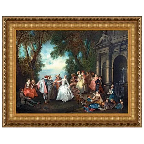 Dance Before a Fountain Framed Canvas Replica Painting: Medium