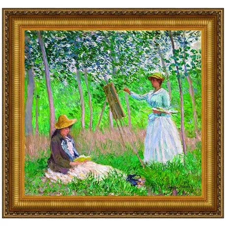 Woods at Giverny, Hoschede Sisters Framed Canvas Replica Painting: Small