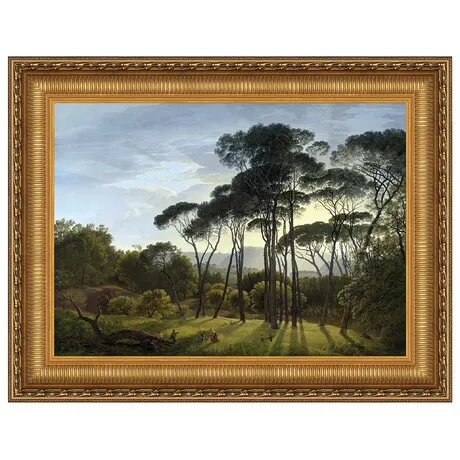 Italian Landscape with Umbrella Pines Framed Canvas Replica Painting: Medium