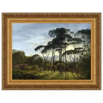 Italian Landscape with Umbrella Pines Framed Canvas Replica Painting: Grande