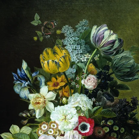 Still Life with Flowers Framed Canvas Replica Painting: Small