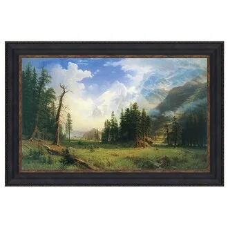 Mountain Landscape Framed Canvas Replica Painting: Medium