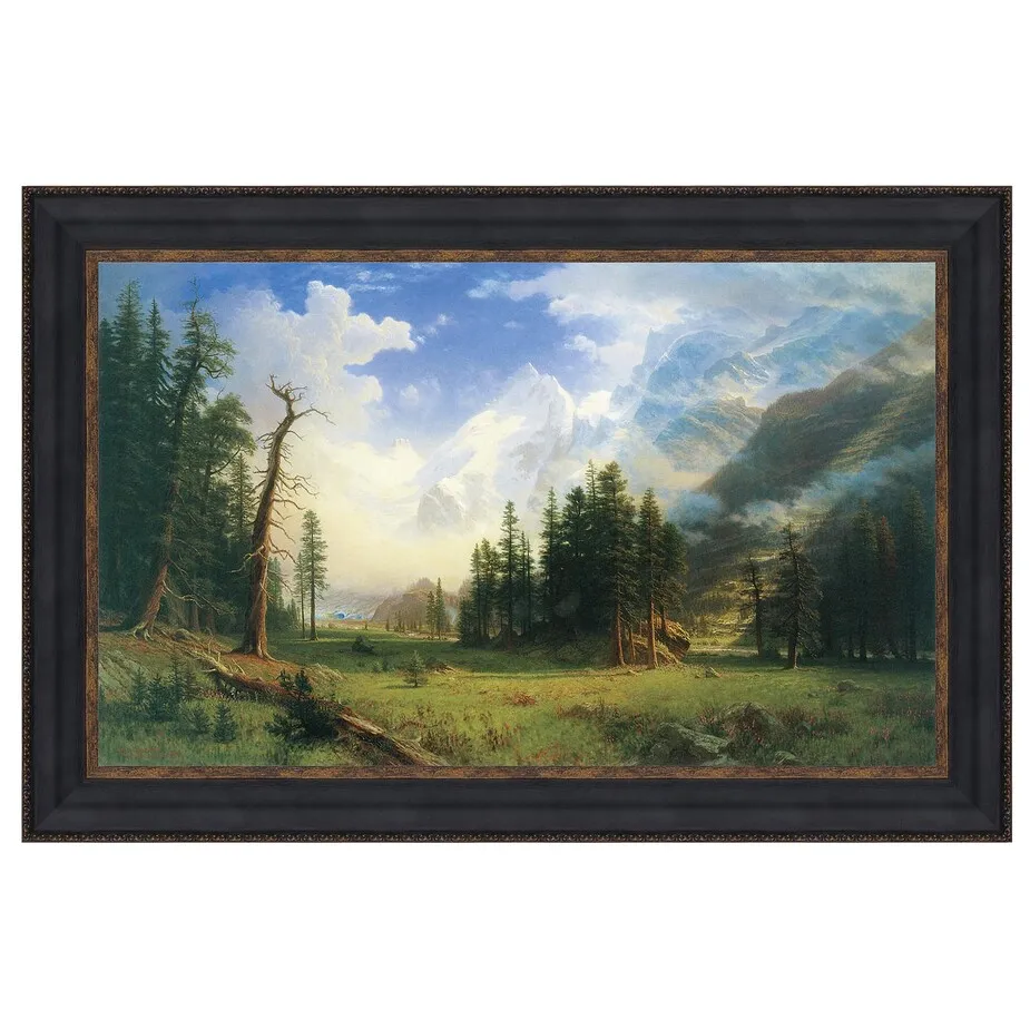 Mountain Landscape Framed Canvas Replica Painting: Medium