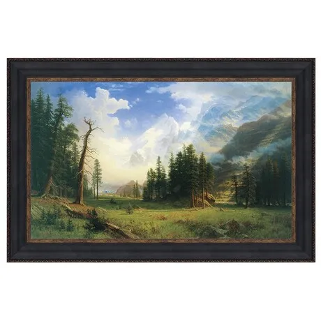 Mountain Landscape Framed Canvas Replica Painting: Large