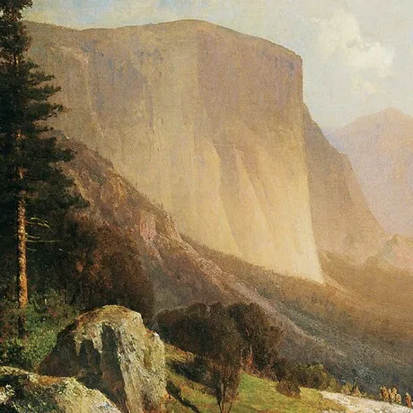 View of Yosemite Valley Framed Canvas Replica Painting: Large