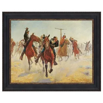Breaking Through the Line Framed Canvas Replica Painting: Grande