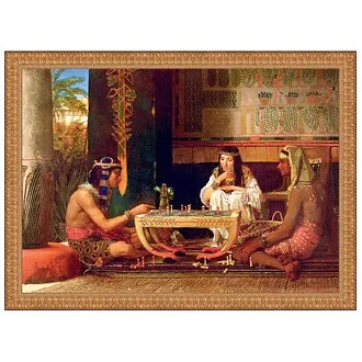 Egyptian Chess Players Framed Canvas Replica Painting: Grande