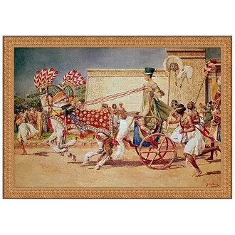 Nefertiti in Her Royal Chariot Framed Canvas Replica Painting: Medium