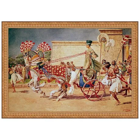 Nefertiti in Her Royal Chariot Framed Canvas Replica Painting: Grande