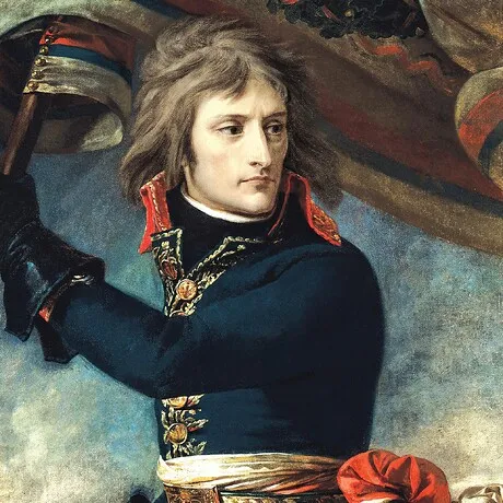 General Bonaparte on the Bridge at Arcole Framed Canvas Replica Painting: Small