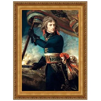 General Bonaparte on the Bridge at Arcole Framed Canvas Replica Painting: Small