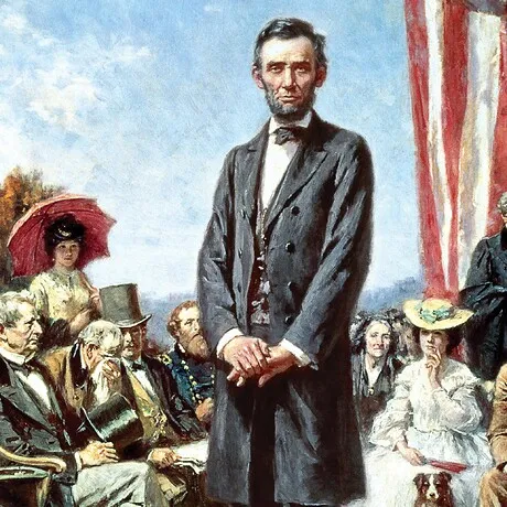 The Gettysburg Address of 1863: Framed Canvas Replica Painting: Small