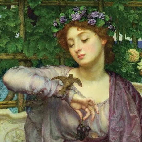 Libra and Her Sparrow Framed Canvas Replica Painting: Small
