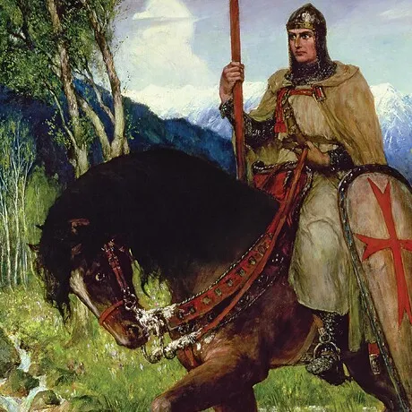 Parsifal in Quest of the Holy Grail Framed Canvas Replica Painting: Large