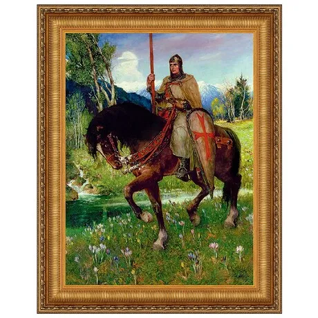 Parsifal in Quest of the Holy Grail Framed Canvas Replica Painting: Large
