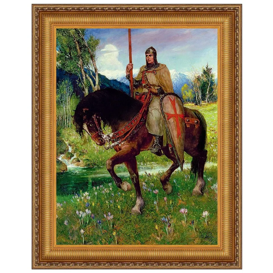 Parsifal in Quest of the Holy Grail Framed Canvas Replica Painting: Large