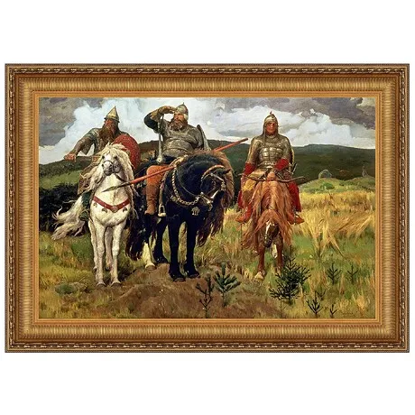 Bogatyrs (Warrior Knights) Framed Canvas Replica Painting: Grande