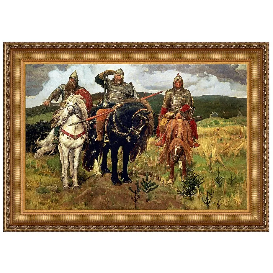 Bogatyrs (Warrior Knights) Framed Canvas Replica Painting: Grande