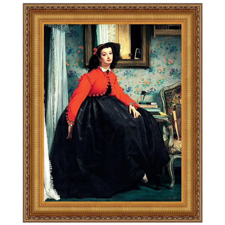 Portrait of Mlle. L.L. Young Framed Canvas Replica Painting: Small