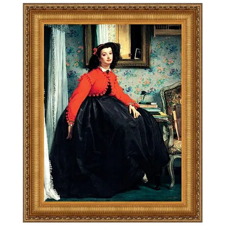 Portrait of Mlle. L.L. Young Framed Canvas Replica Painting: Medium