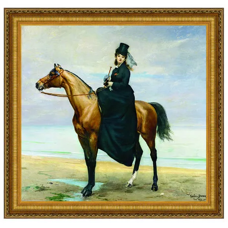 Equestrian Portrait of Mademoiselle Croizette Framed Canvas Replica Painting: Medium