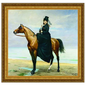 Equestrian Portrait of Mademoiselle Croizette Framed Canvas Replica Painting: Large