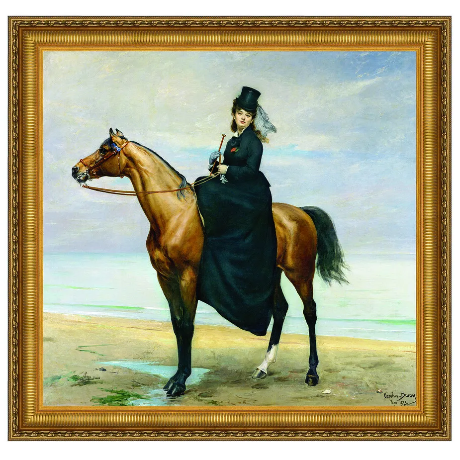 Equestrian Portrait of Mademoiselle Croizette Framed Canvas Replica Painting: Grande