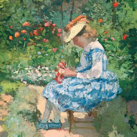 Jeanne in the Garden, Pontoise Framed Canvas Replica Painting: Small