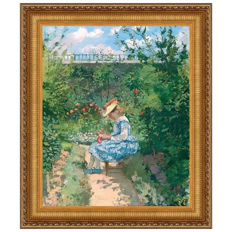 Jeanne in the Garden, Pontoise Framed Canvas Replica Painting: Large
