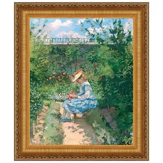 Jeanne in the Garden, Pontoise Framed Canvas Replica Painting: Grande