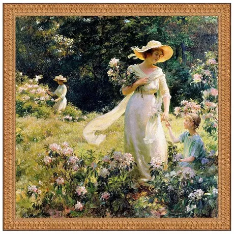Among the Laurel Blossoms Framed Canvas Replica Painting: Small