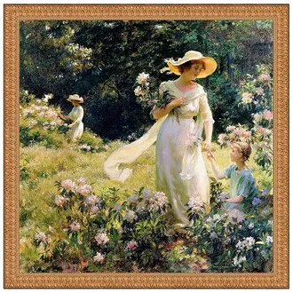 Among the Laurel Blossoms Framed Canvas Replica Painting: Small