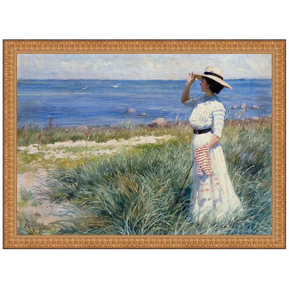 Looking Out to Sea Framed Canvas Replica Painting: Grande