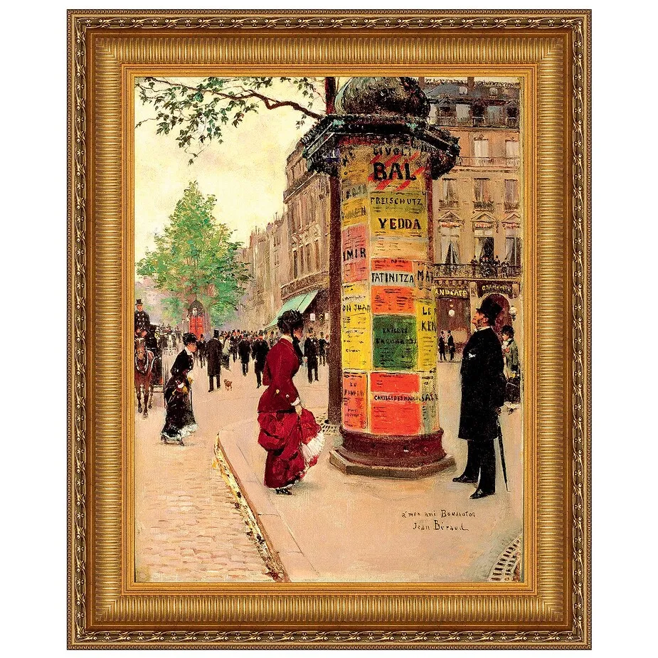Paris Kiosk Framed Canvas Replica Painting: Medium
