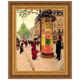 Paris Kiosk Framed Canvas Replica Painting: Grande