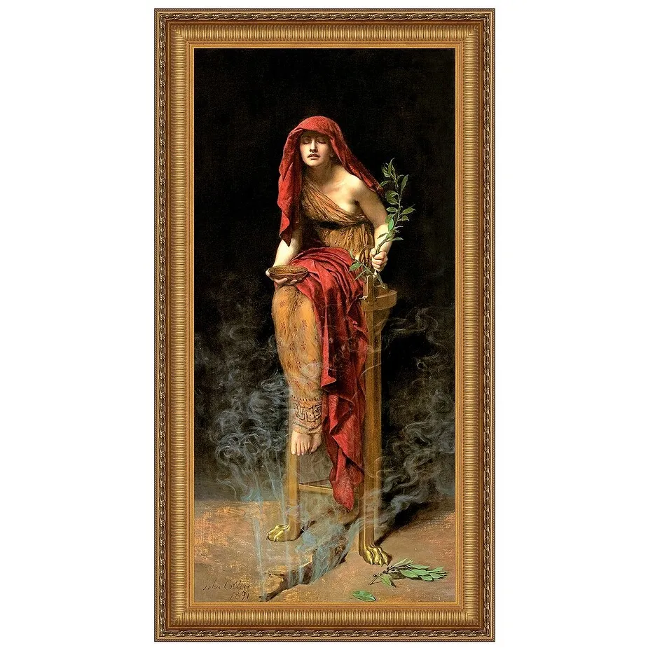 The Priestess of Delphi Framed Canvas Replica Painting: Medium