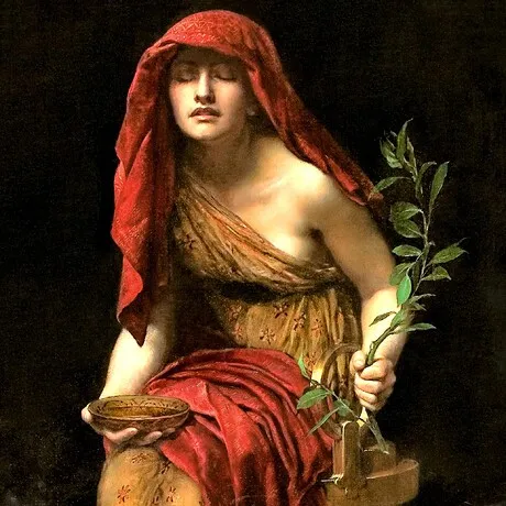 The Priestess of Delphi Framed Canvas Replica Painting: Large